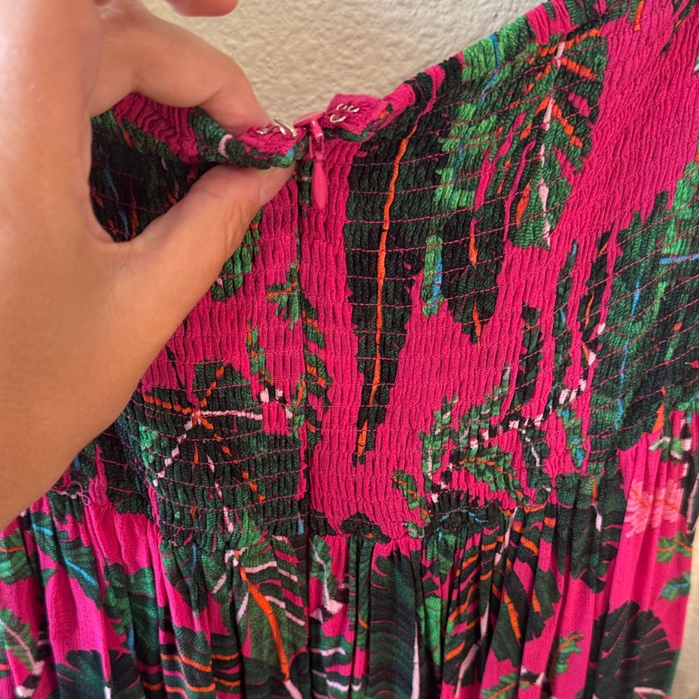 FARM Rio Vibrant Pink and Green Strapless Dress - Picture 13 of 15